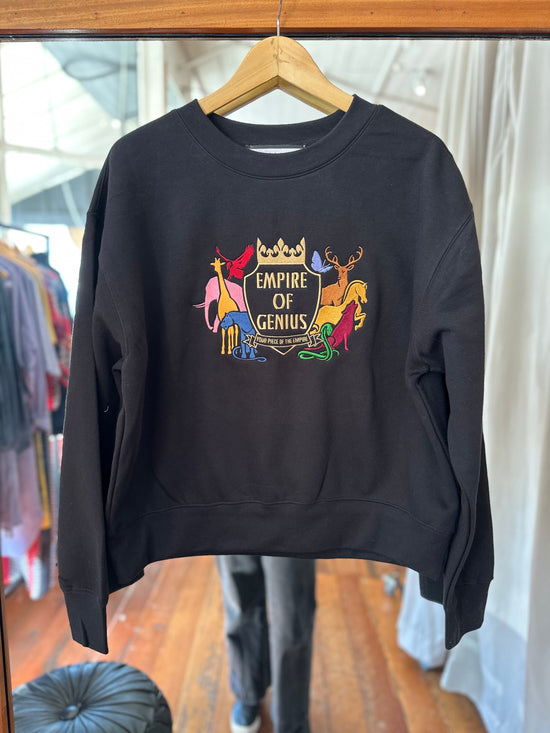Image Title Empire of Genius Embroidered Sweater in Full Colour on Black